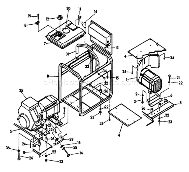 Page D Diagram and Parts List for 9374-0  Briggs and Stratton Generator